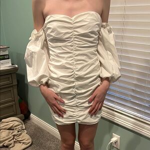 Forever 21 Cream Strapless Bodycon Dress